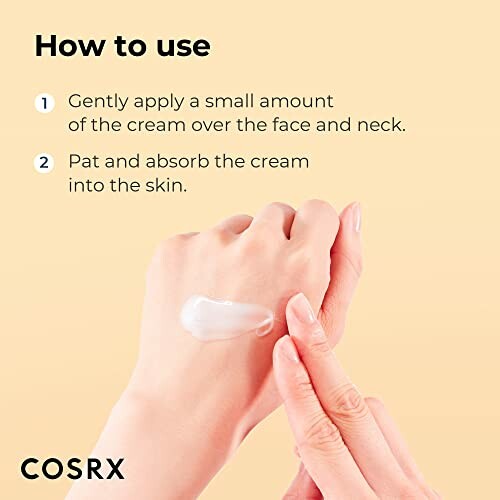 Instructions for applying COSRX cream on hand.