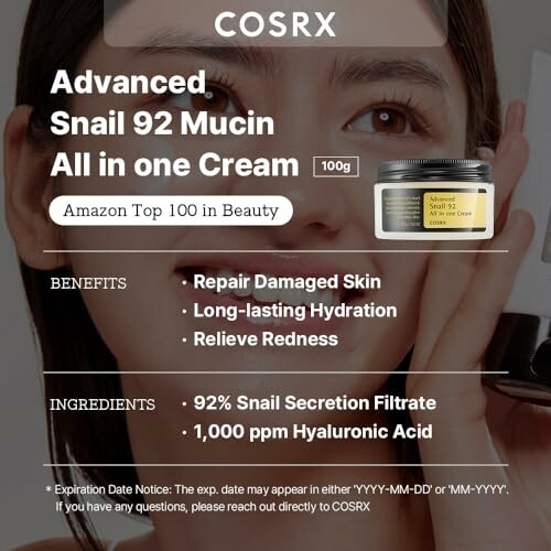 COSRX Advanced Snail 92 Mucin cream benefits and ingredients.