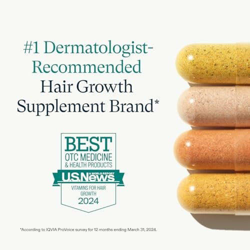 Dermatologist-recommended hair growth supplement capsules.