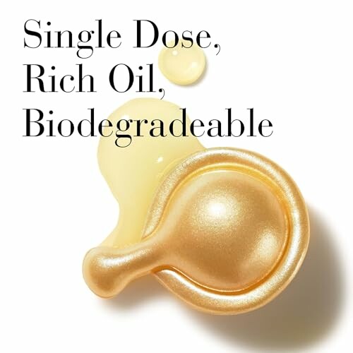 Single oil capsule with text about biodegradability.